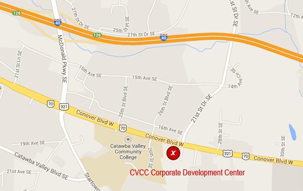 Google map with the Corporate Development Center location marked with a red circle and a white 'x'
