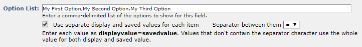 option list display value-saved value option