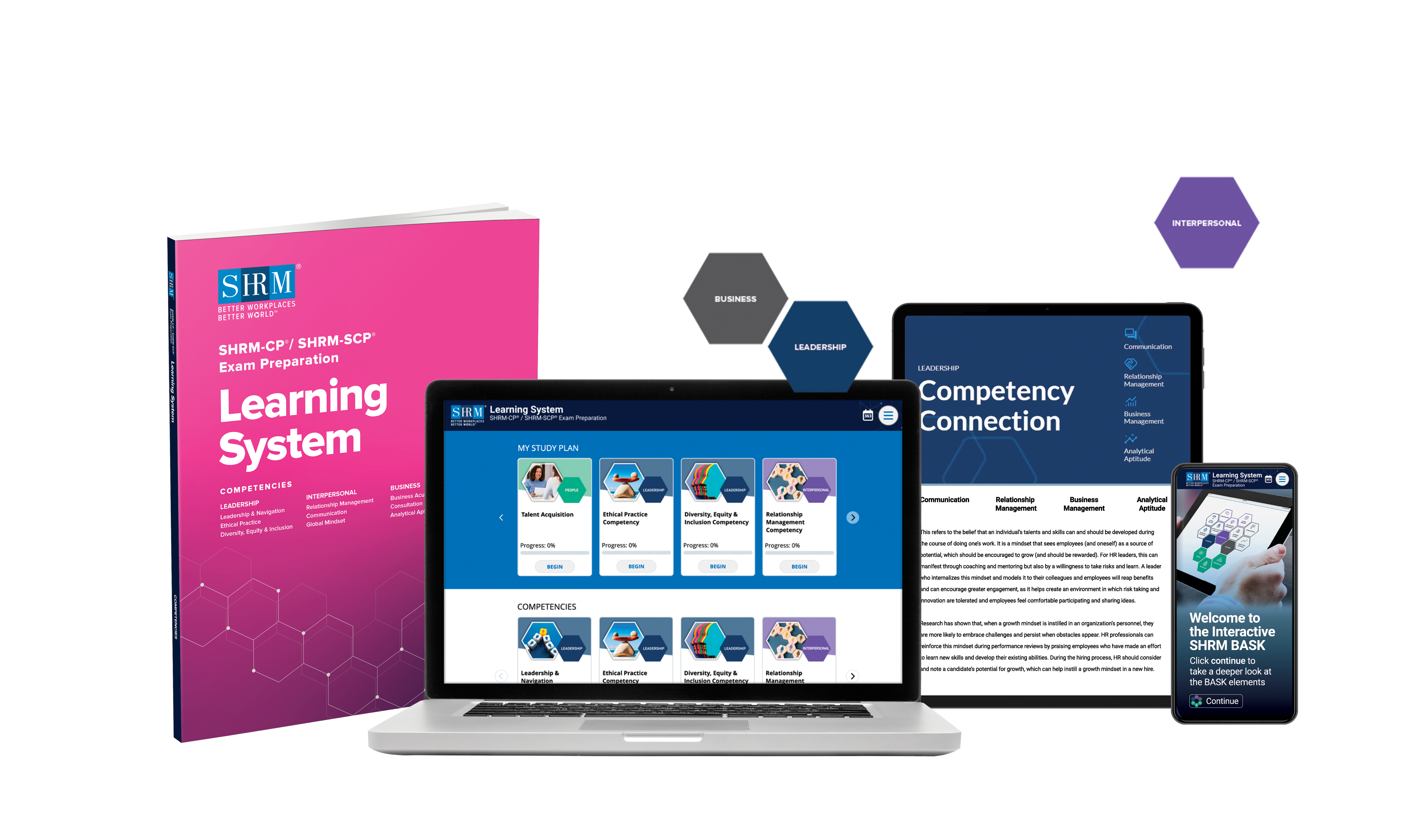 SHRM laptop and studyplan textbooks