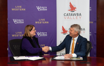 MOU-with-Catawba Valley07 WCU Chancellor and CVCC President