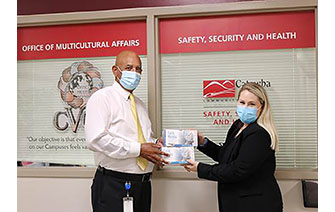 Steve Hunt Accepting Mask Donation